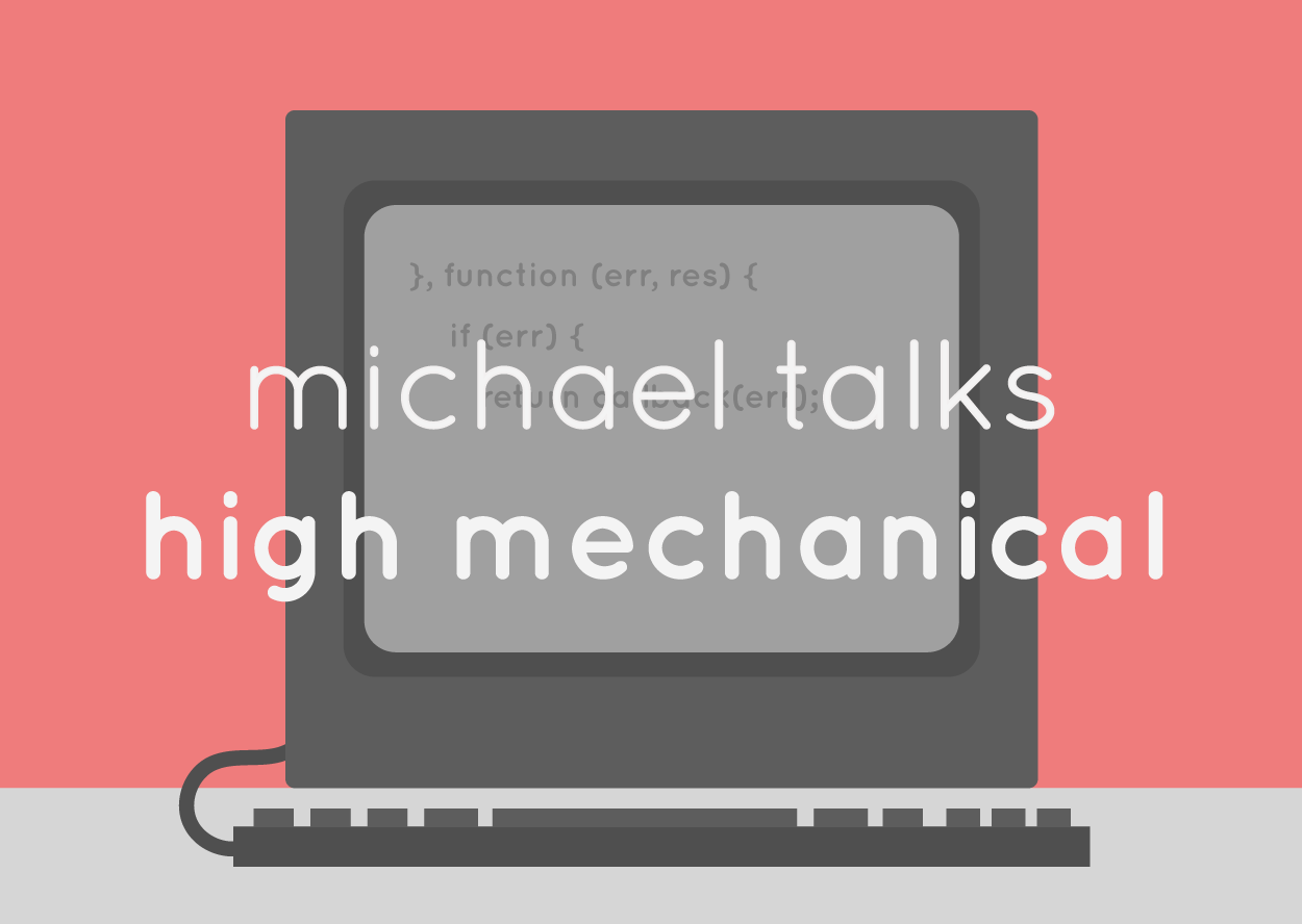 A graphic of a computer monitor and keyboard with the words 'Michael Talks High Mechanical' written on it