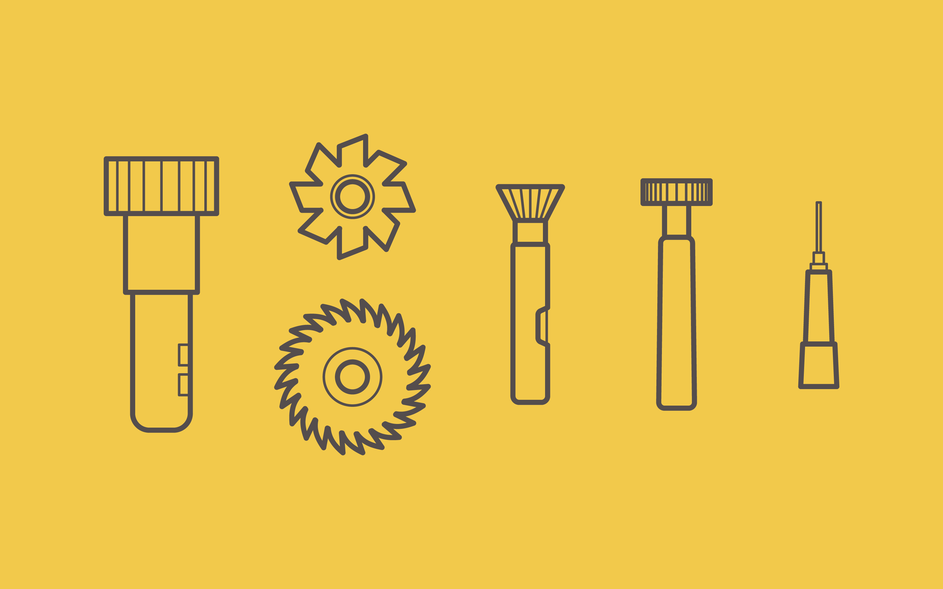 Line drawings of various tools